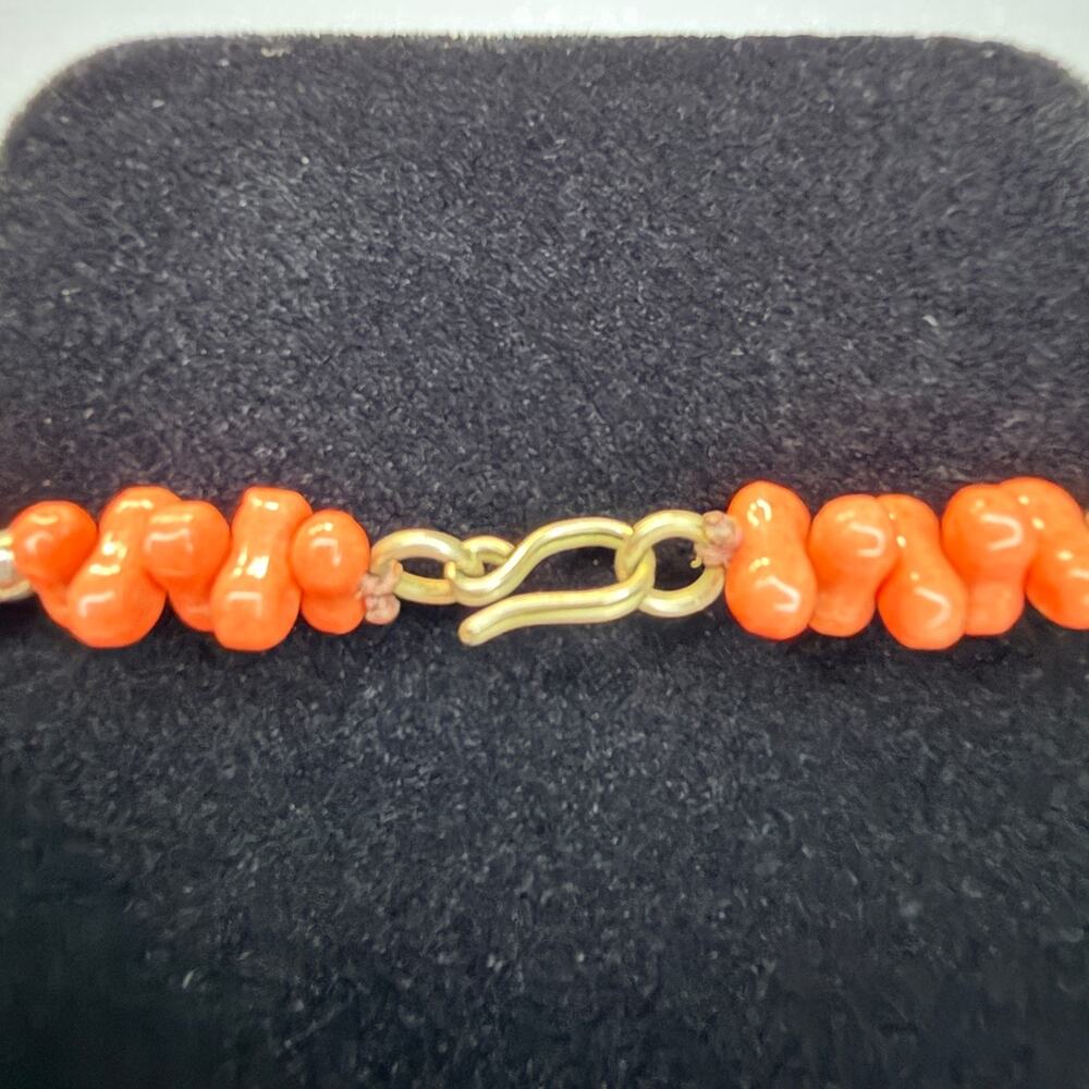 Vintage Tribal Faux Coral & Carnelian Statement Necklace | Boho Ethnic Beaded - Picture 8 of 14